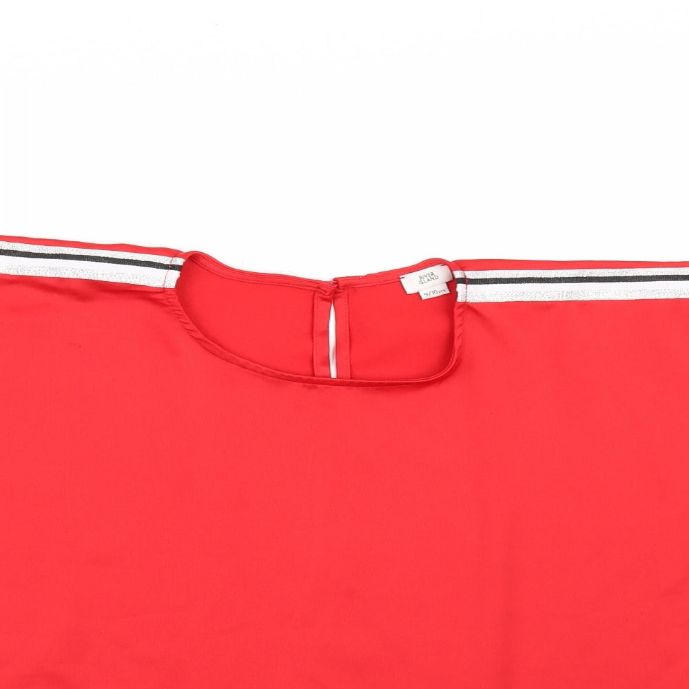 River Island Girls Red  Satin Basic T-Shirt Size 9-10 Years