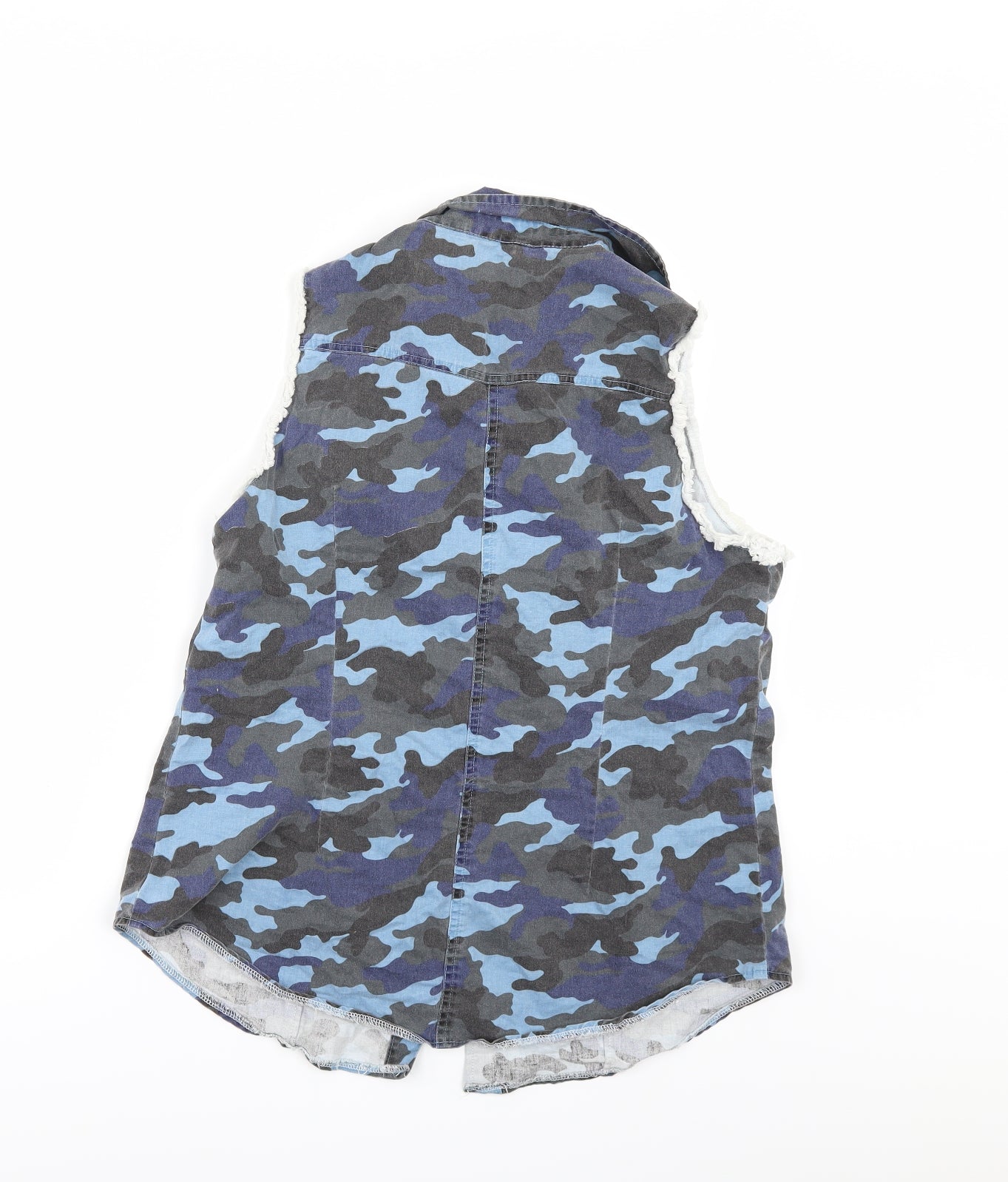 lilly white Womens Blue Camouflage  Tunic Button-Up Size M