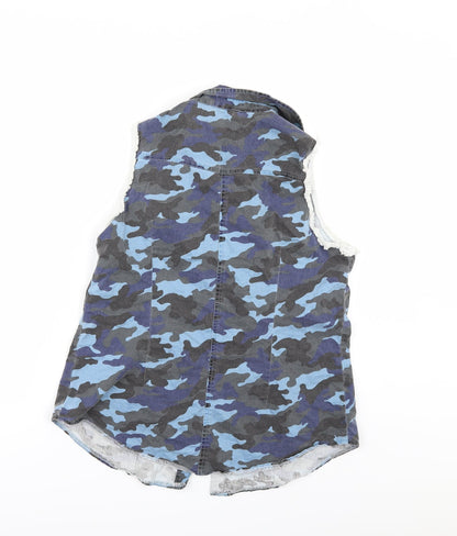 lilly white Womens Blue Camouflage  Tunic Button-Up Size M