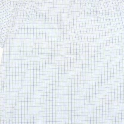 Mens UK Size 16 BHS Blue  Button-Up Short Sleeve Casual Shirt