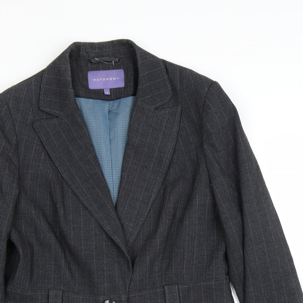 Autonomy Womens Grey Striped  Jacket Suit Jacket Size 14