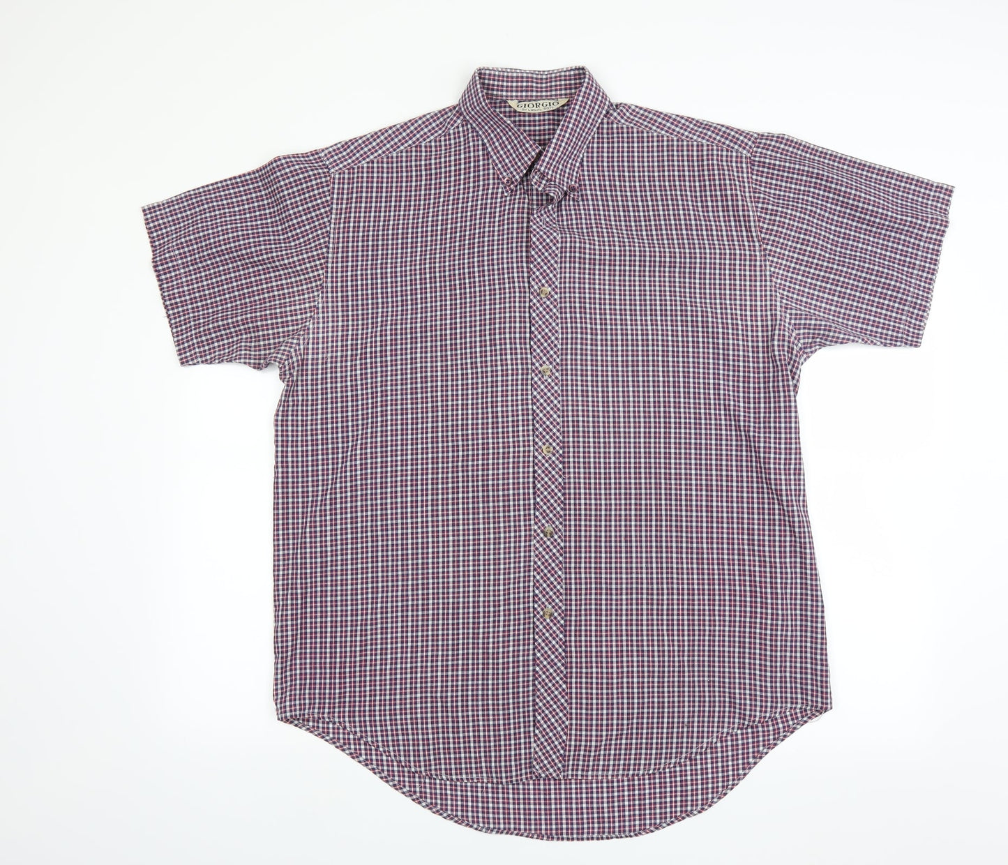 Mens UK Size L Giorgio Red  Button-Up Short Sleeve Casual Shirt