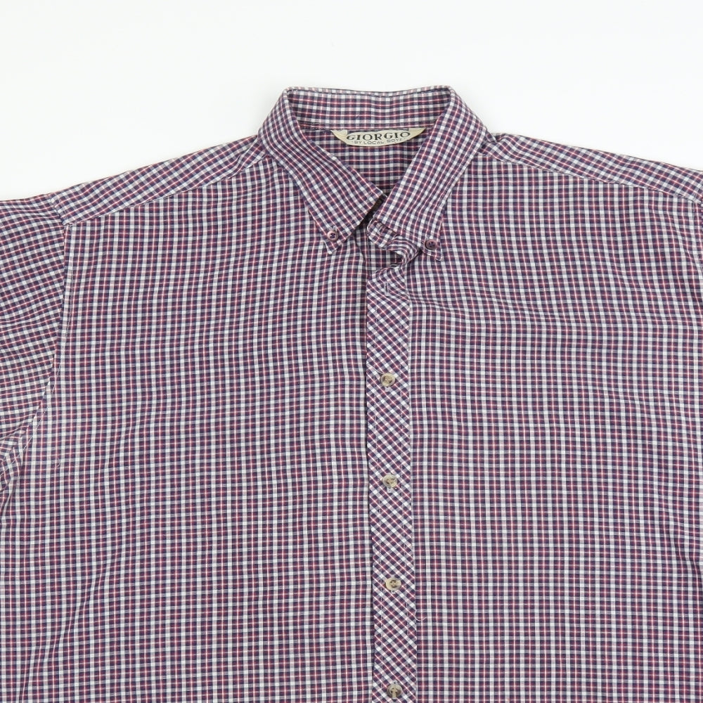 Mens UK Size L Giorgio Red  Button-Up Short Sleeve Casual Shirt