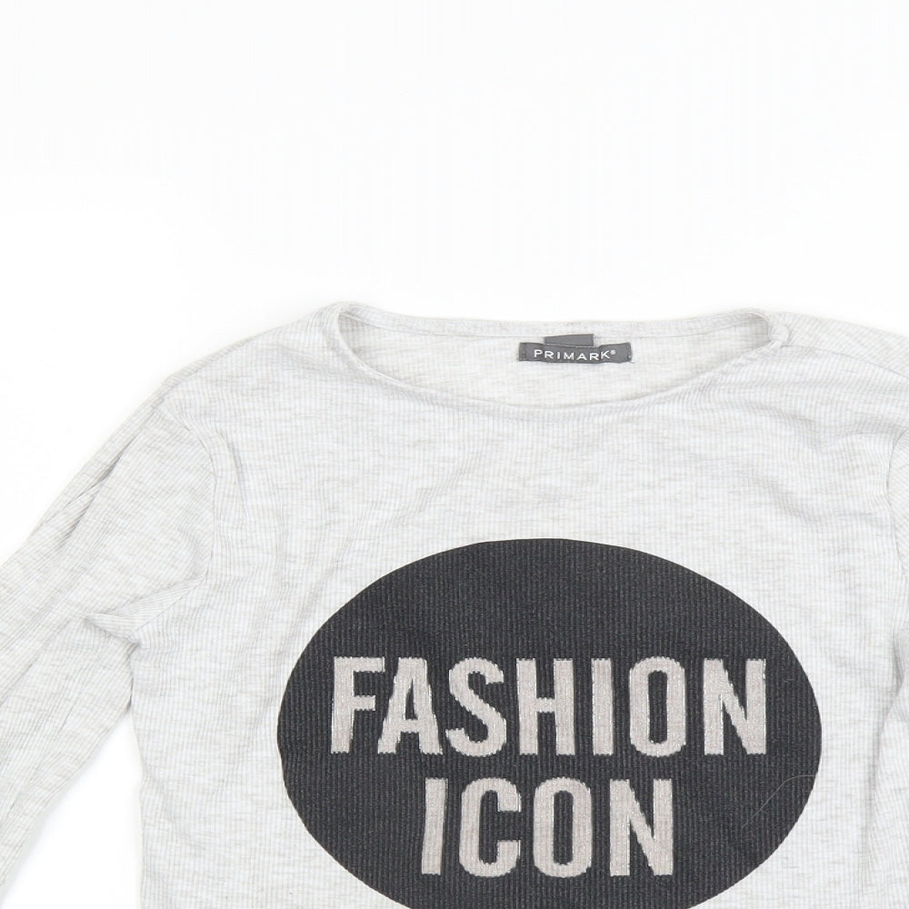 Primark Girls Grey   Basic T-Shirt Size 10-11 Years  - Fashion Icon
