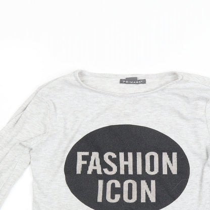 Primark Girls Grey   Basic T-Shirt Size 10-11 Years  - Fashion Icon