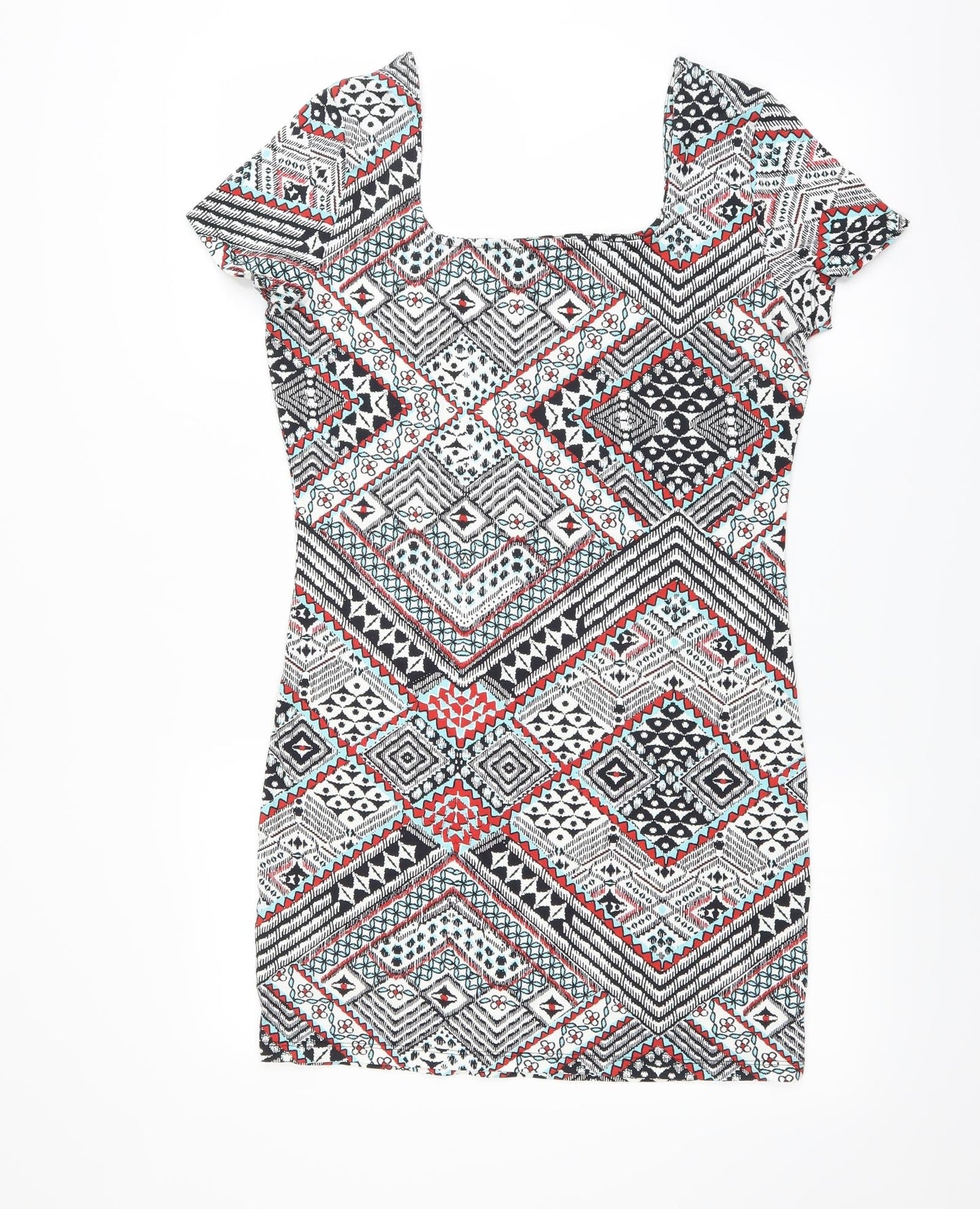 Primark Womens Multicoloured Geometric  T-Shirt Dress  Size 16