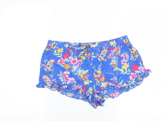 Primark Womens Blue Floral  Hot Pants Shorts Size M