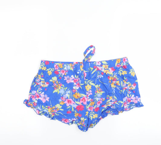 Primark Womens Blue Floral  Hot Pants Shorts Size M