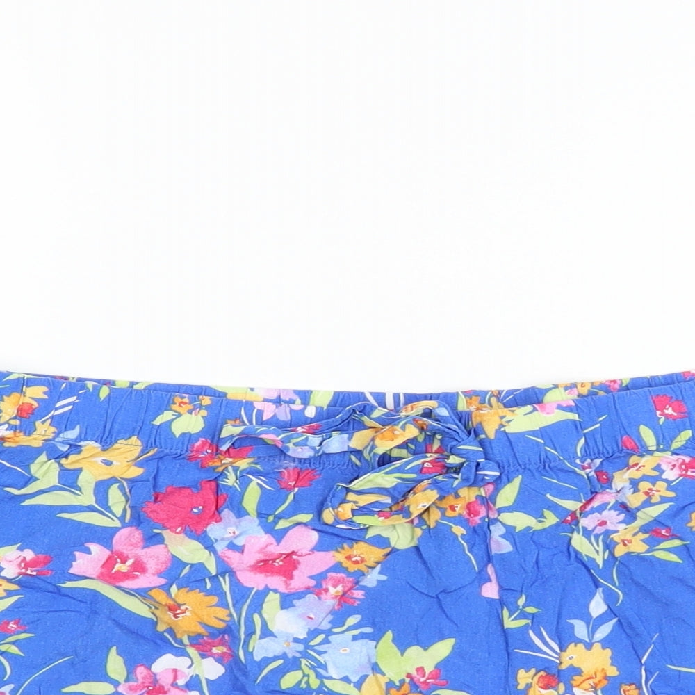 Primark Womens Blue Floral  Hot Pants Shorts Size M
