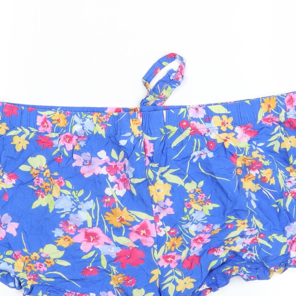 Primark Womens Blue Floral  Hot Pants Shorts Size M