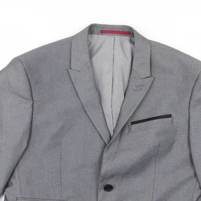 George Mens Grey  Rayon Jacket Suit Jacket Size 38