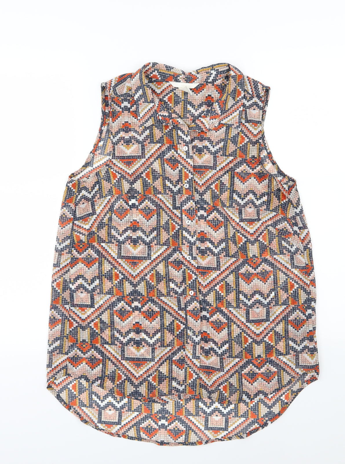 Womens UK Size 8 H&M Multicoloured Basic Button-Up