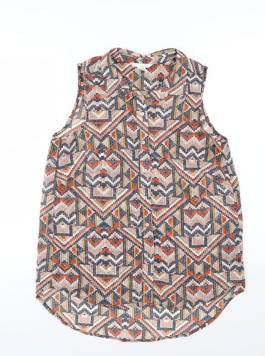 Womens UK Size 8 H&M Multicoloured Basic Button-Up