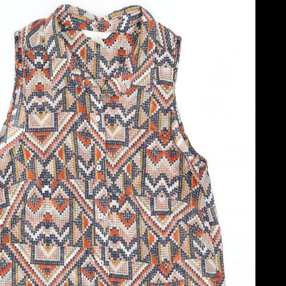 Womens UK Size 8 H&M Multicoloured Basic Button-Up