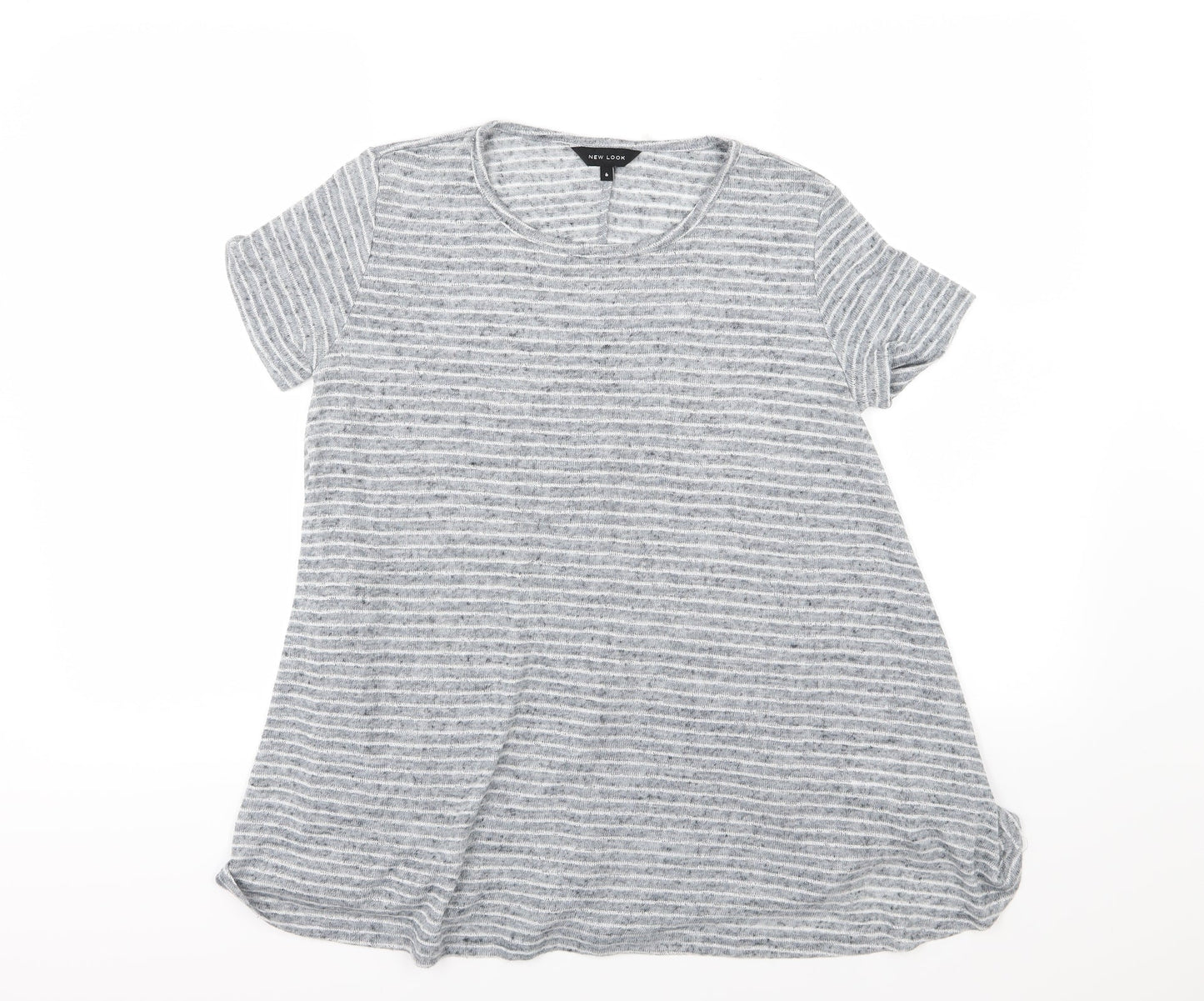 Womens UK Size 6 New Look Grey Basic T-Shirt