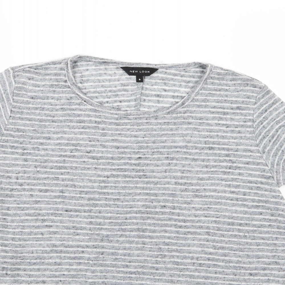 Womens UK Size 6 New Look Grey Basic T-Shirt