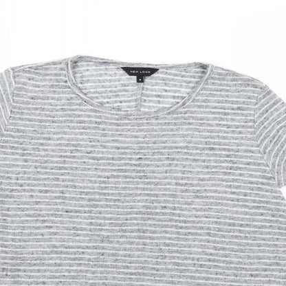 Womens UK Size 6 New Look Grey Basic T-Shirt
