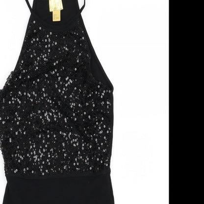 H&M Womens Black  Jersey Pencil Dress  Size 4  - Sequin