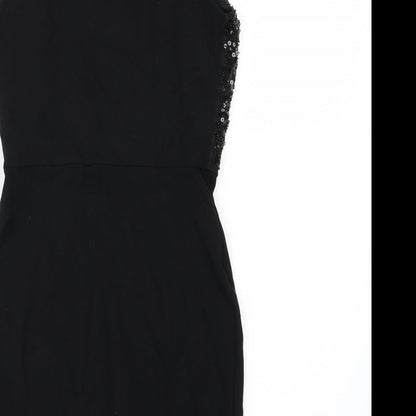H&M Womens Black  Jersey Pencil Dress  Size 4  - Sequin