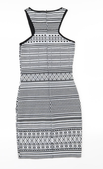 Glamorous Womens White Striped  Pencil Dress  Size 8