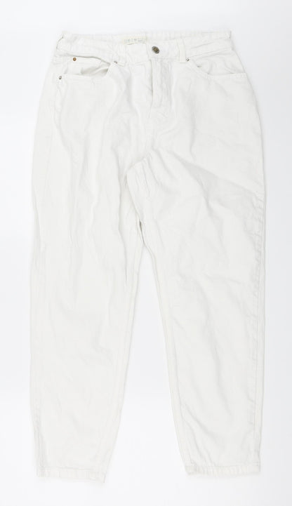 Womens UK Size 12 Preworn Regular Fit Straight White Jeans