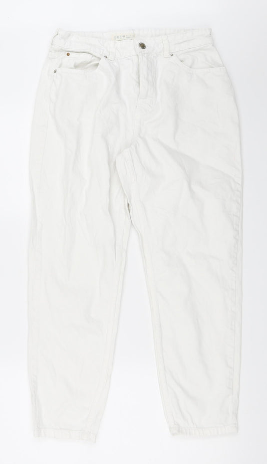 Womens UK Size 12 Preworn Regular Fit Straight White Jeans