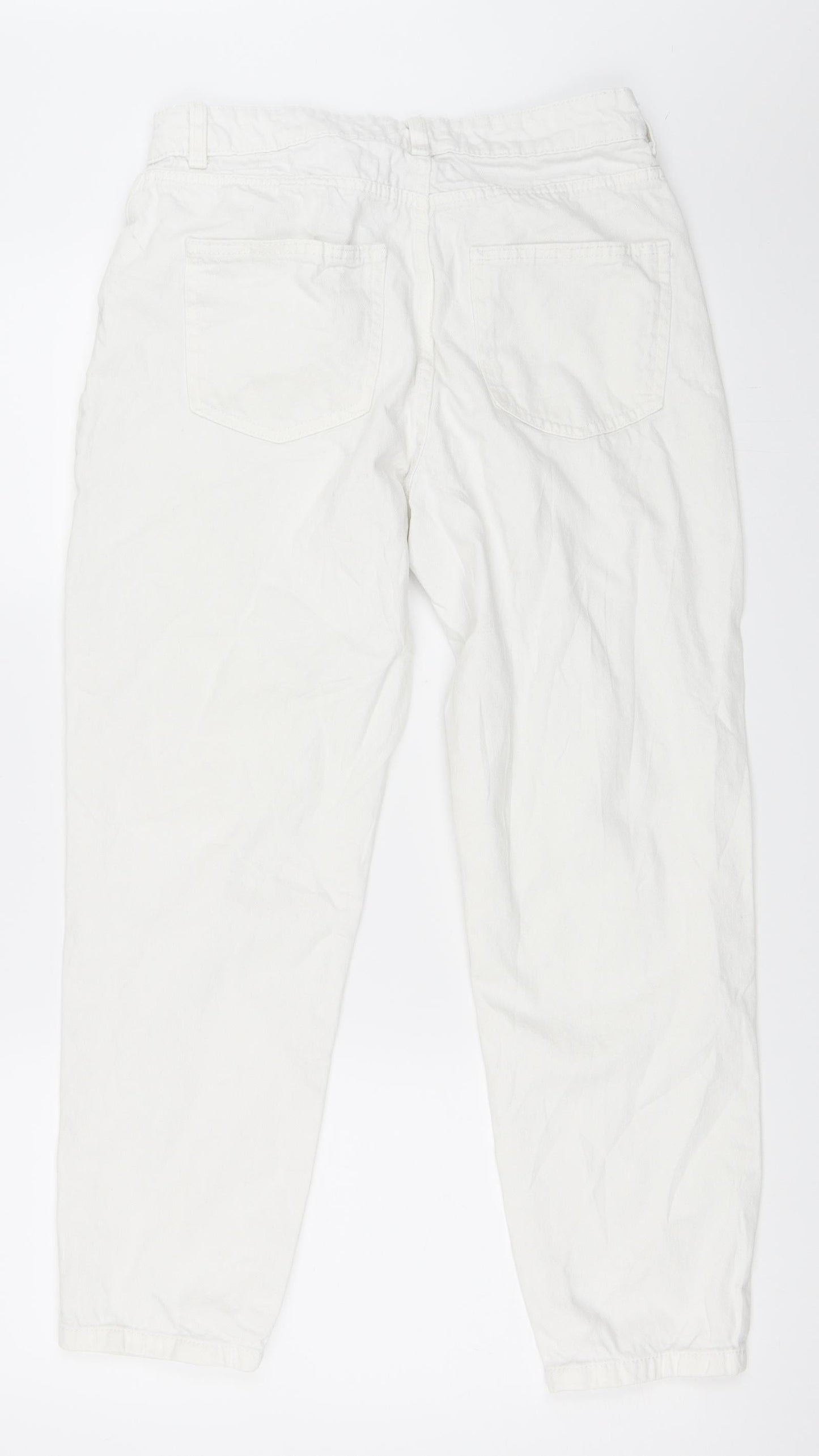 Womens UK Size 12 Preworn Regular Fit Straight White Jeans