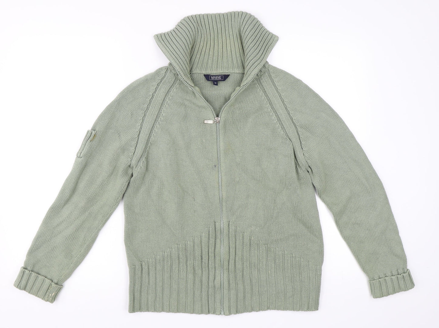 Maine New England Womens Green   Full Zip Jumper Size 14