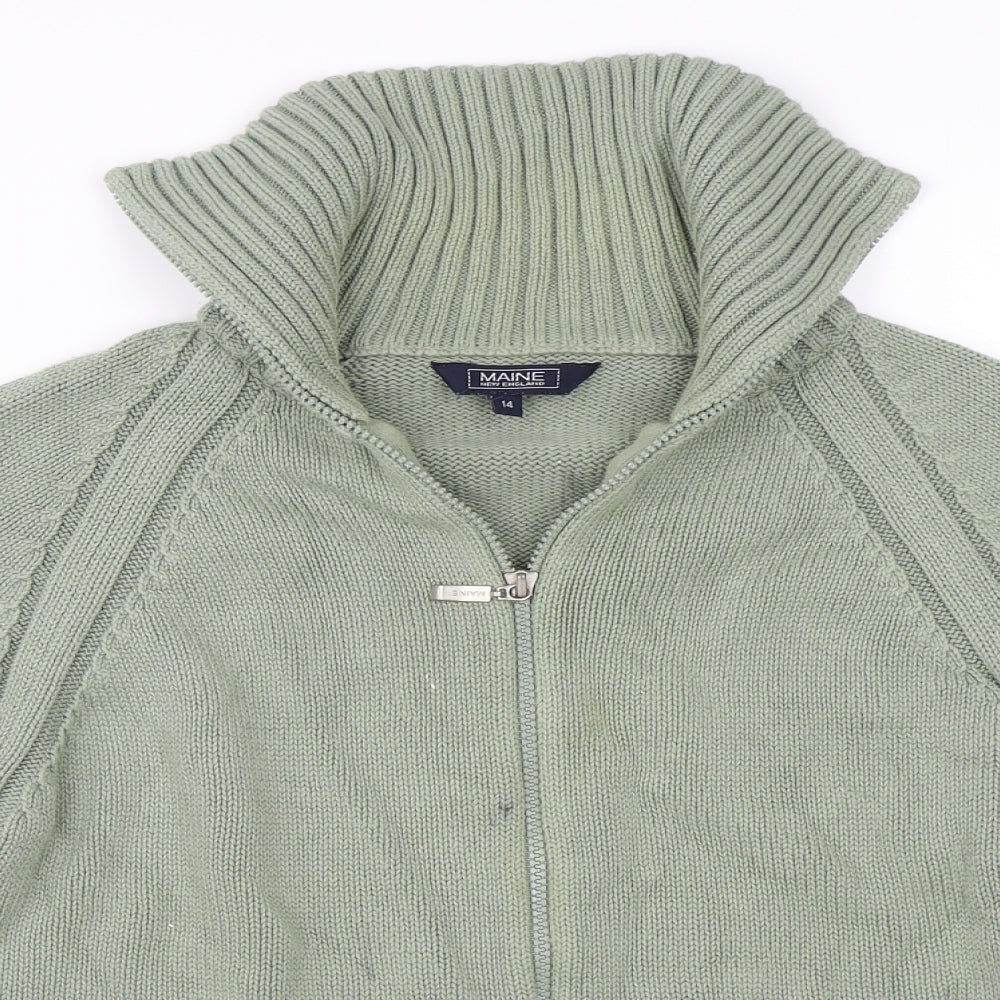 Maine New England Womens Green   Full Zip Jumper Size 14