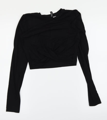 Womens UK Size S H&M Black Cropped Blouse