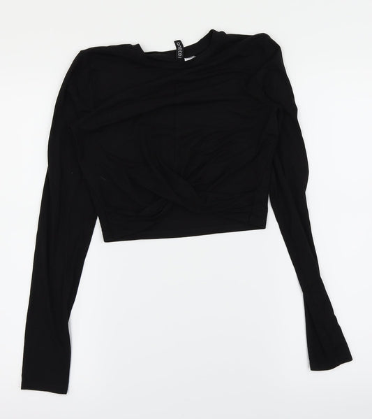 Womens UK Size S H&M Black Cropped Blouse