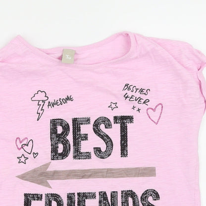 TU Girls Pink   Basic T-Shirt Size 7 Years