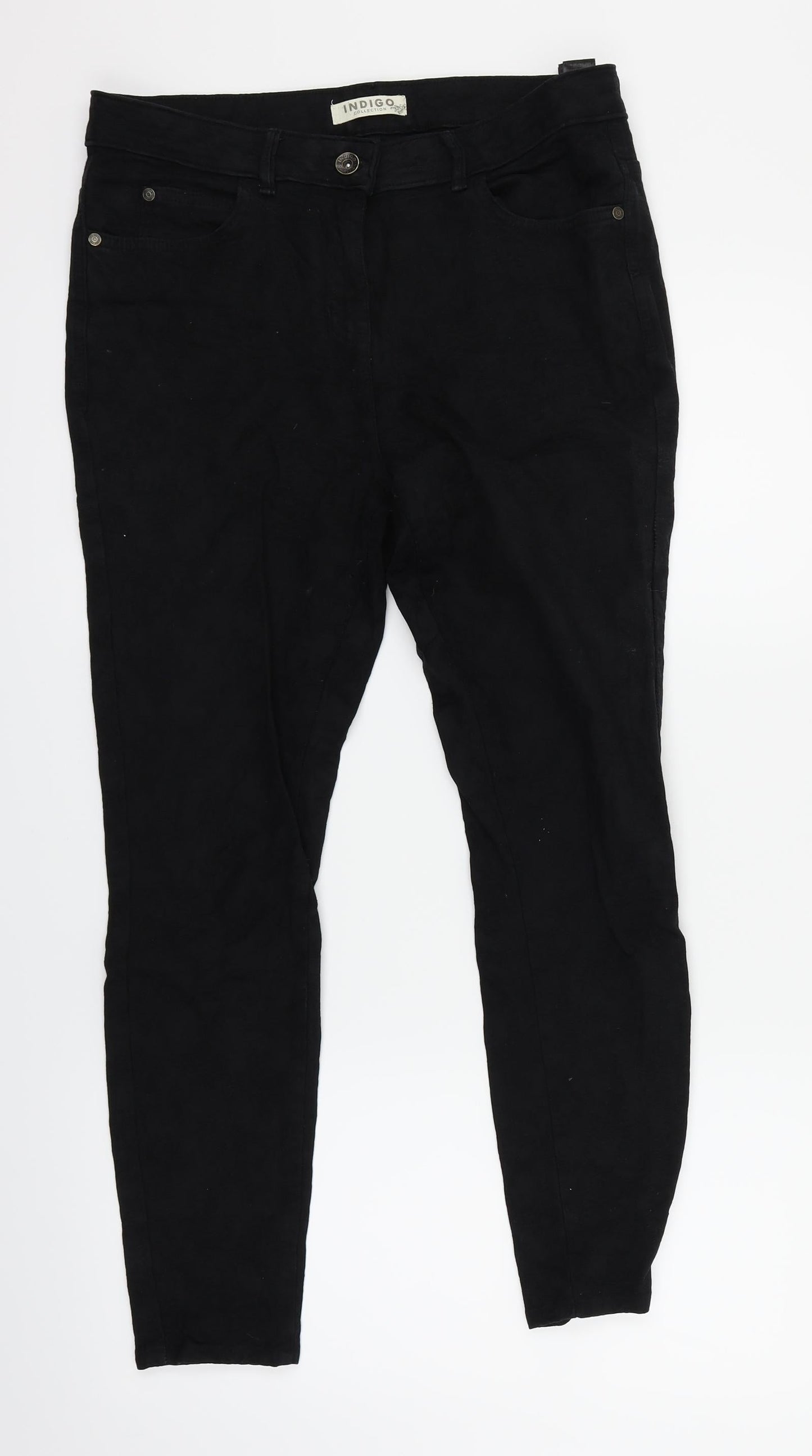 Indigo Womens Black Floral  Skinny Jeans Size 14 L25 in