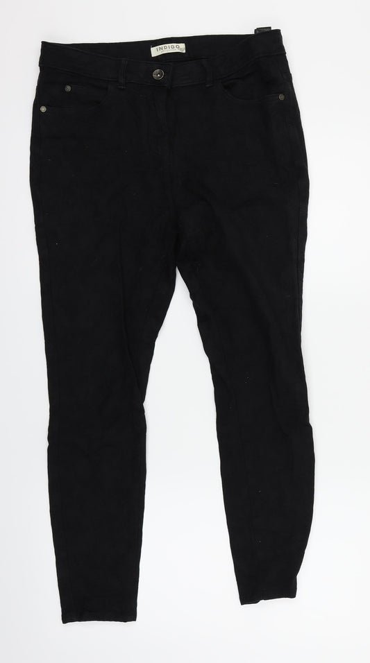 Indigo Womens Black Floral  Skinny Jeans Size 14 L25 in