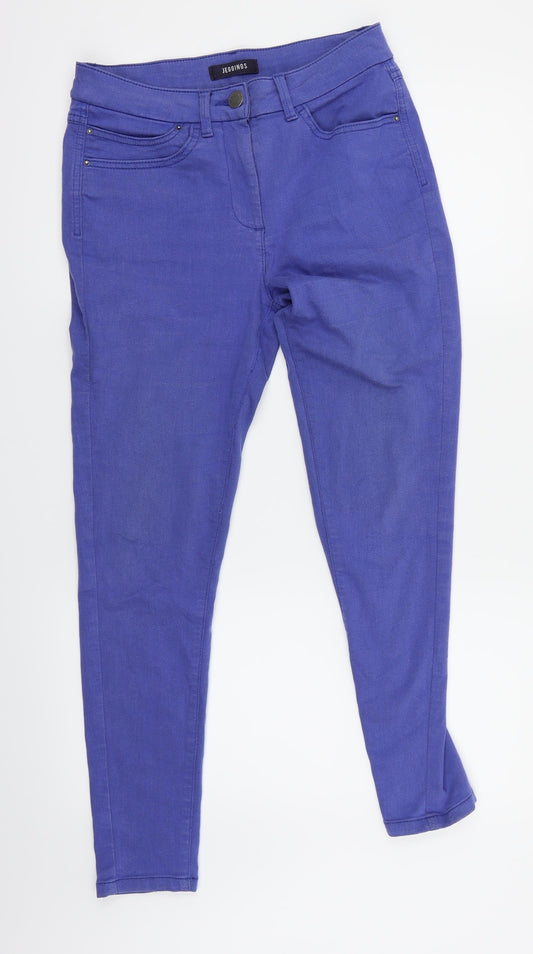 M&S Womens Blue Houndstooth  Jegging Jeans Size 10 L26 in