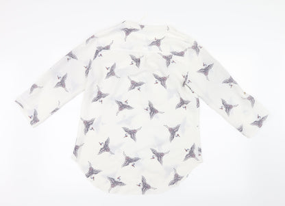 F&F Womens White Geometric  Basic Blouse Size 8