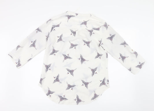 F&F Womens White Geometric  Basic Blouse Size 8