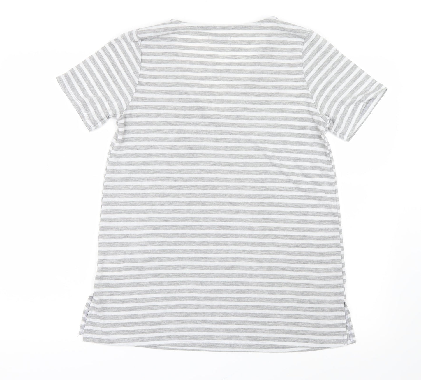 Papaya Womens Grey Striped  Basic T-Shirt Size M