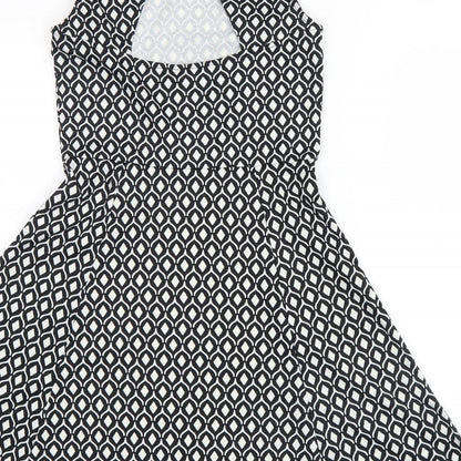 H&M Womens Black Geometric  Fit & Flare  Size 6