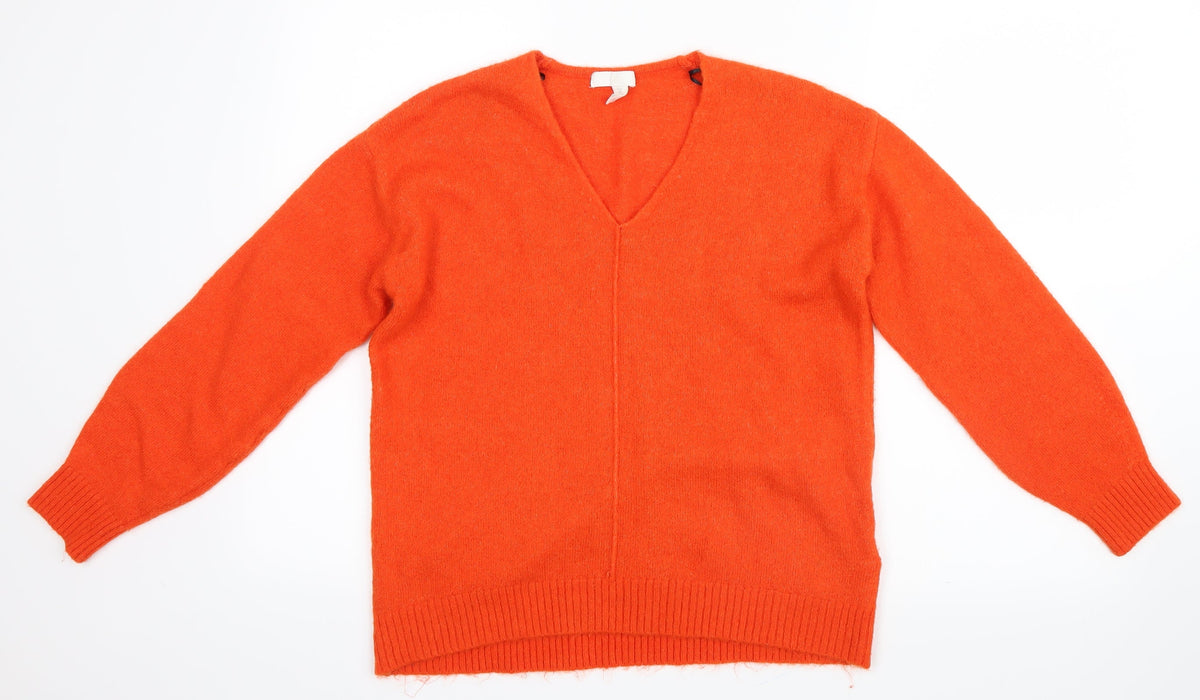 H&M Womens Orange  Knit Pullover Jumper Size XS
