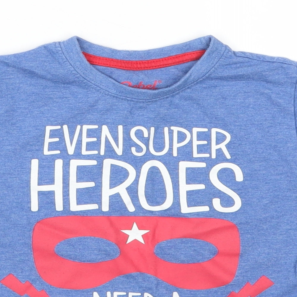 Primark Boys Blue   Basic T-Shirt Size 3-4 Years  - Even Superheroes Need  A Holiday