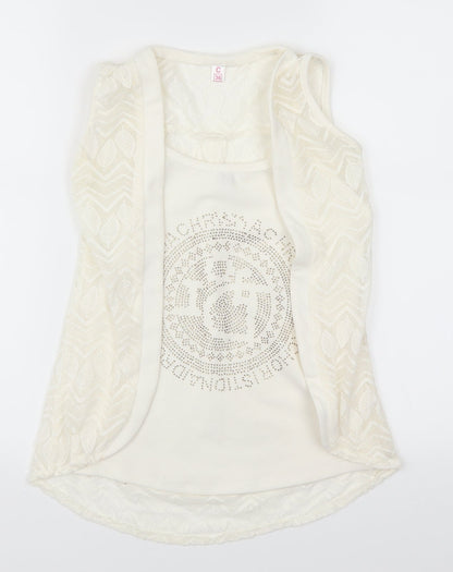 Womens UK Size 8 Preworn White Basic Tank