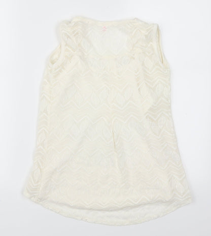 Womens UK Size 8 Preworn White Basic Tank