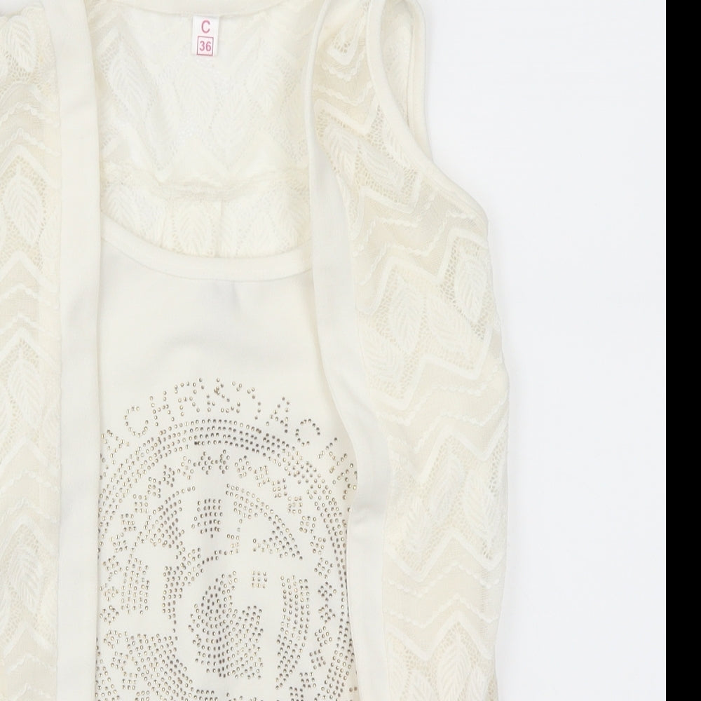 Womens UK Size 8 Preworn White Basic Tank
