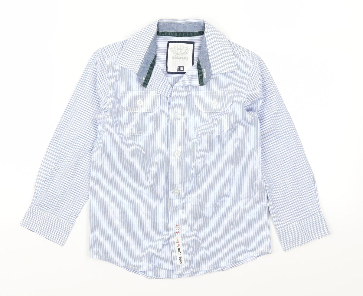 Cool Club Boys Blue Striped  Basic Button-Up Size 5 Years