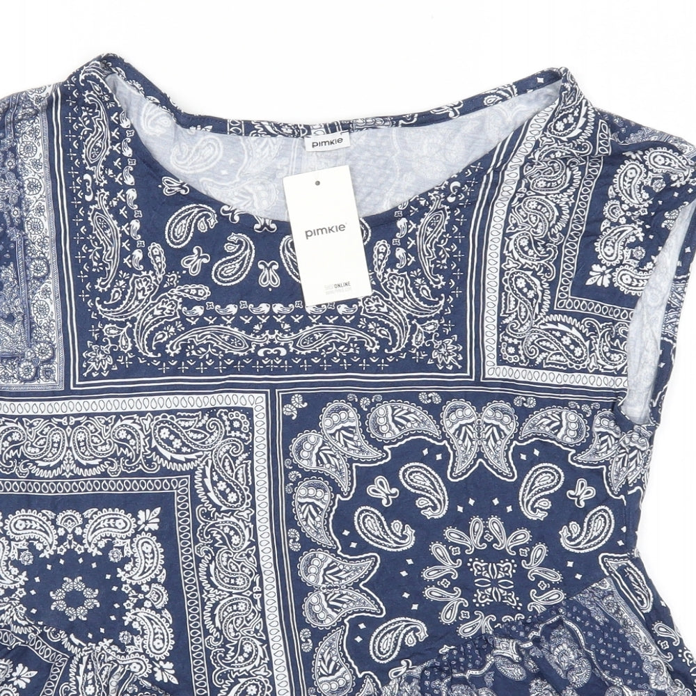 Womens UK Size M Pimkie Blue Basic T-Shirt