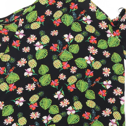 Peacocks Womens Green Geometric  Basic Blouse Size 16  - Birds Pineapples Leaves