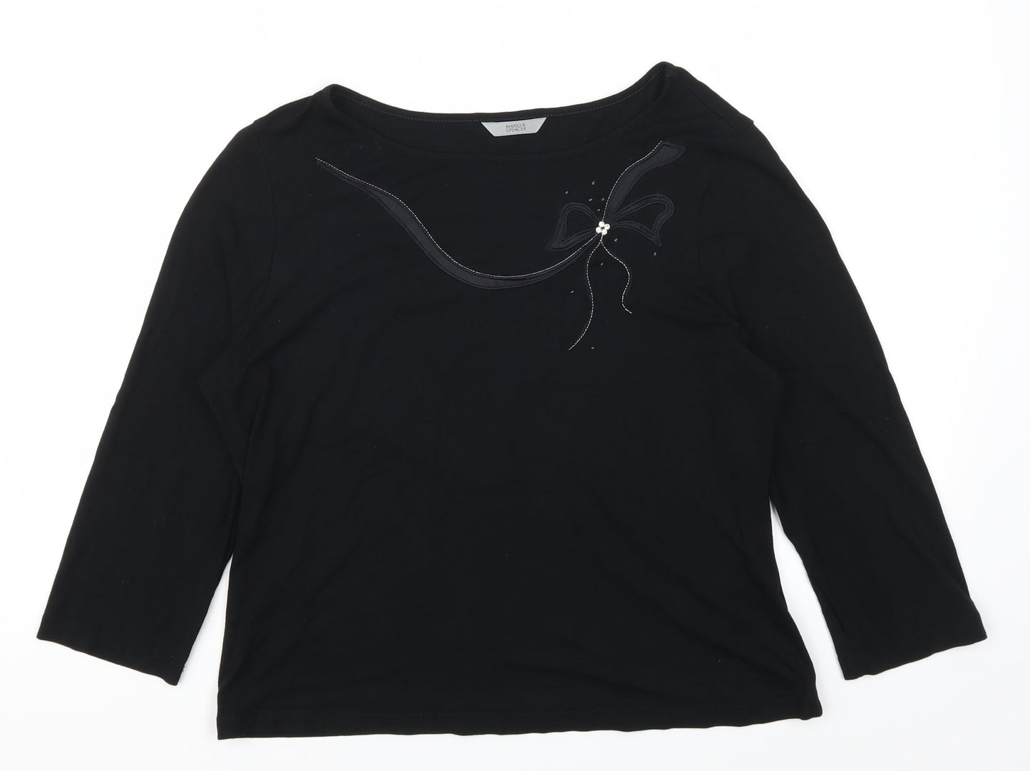 Womens UK Size 14 Marks and Spencer Black Basic T-Shirt