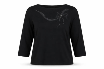 Marks & Spencer Womens Black   Basic T-Shirt Size 14  - Bow