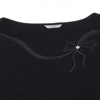 Womens UK Size 14 Marks and Spencer Black Basic T-Shirt